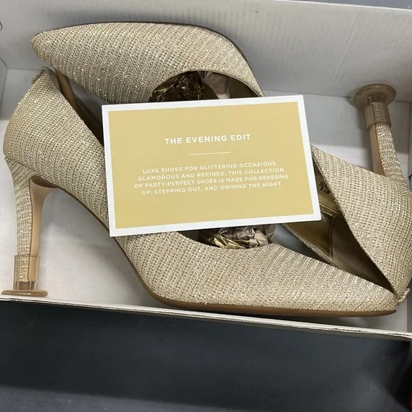 Michael Kors Dorothy Flex D’Orsay gold glitter chain mesh US size 8.5m beautiful - Picture 2 of 12